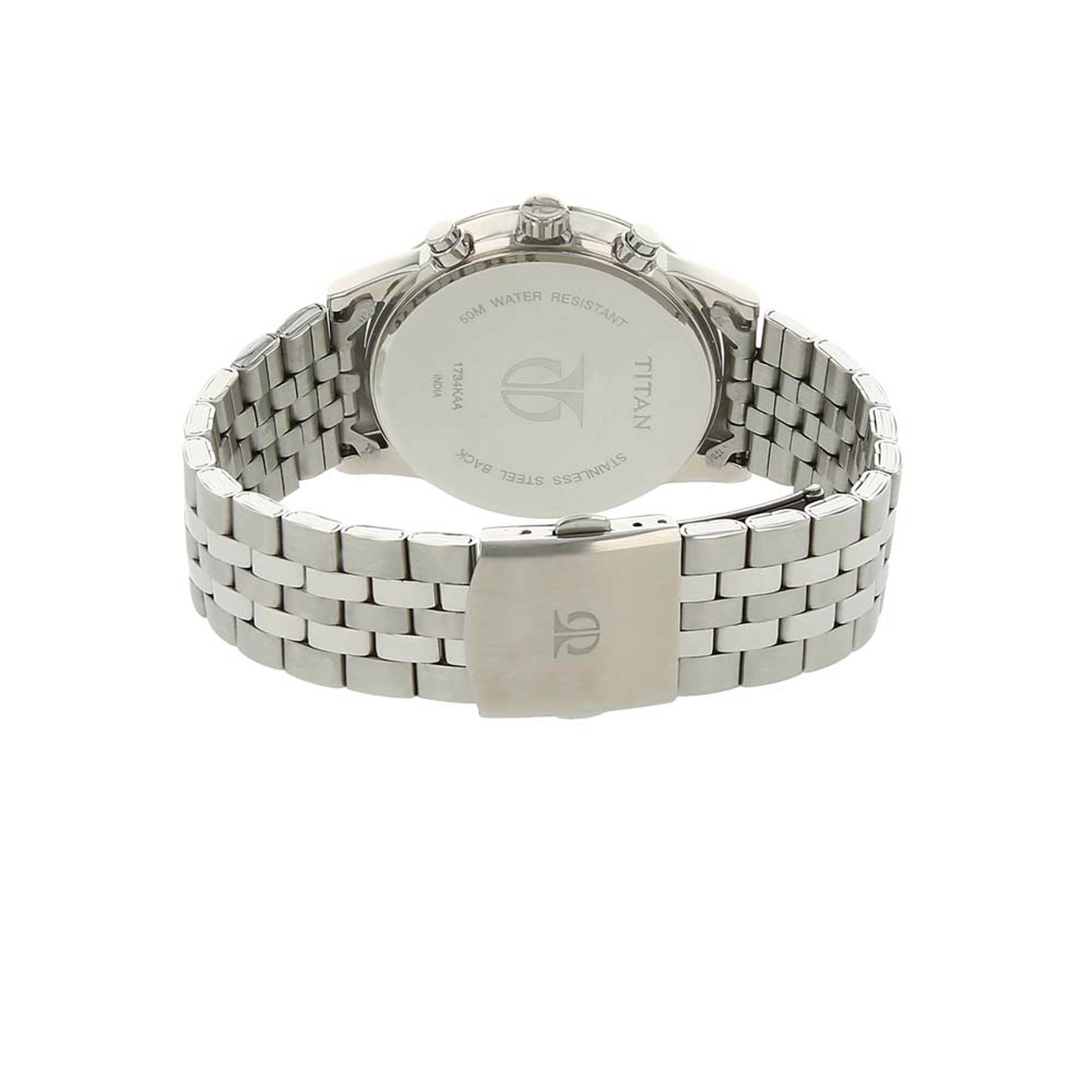 Titan Quartz Multifunction Blue Dial Stainless Steel Strap Watch for Men-PEROZ Accessories