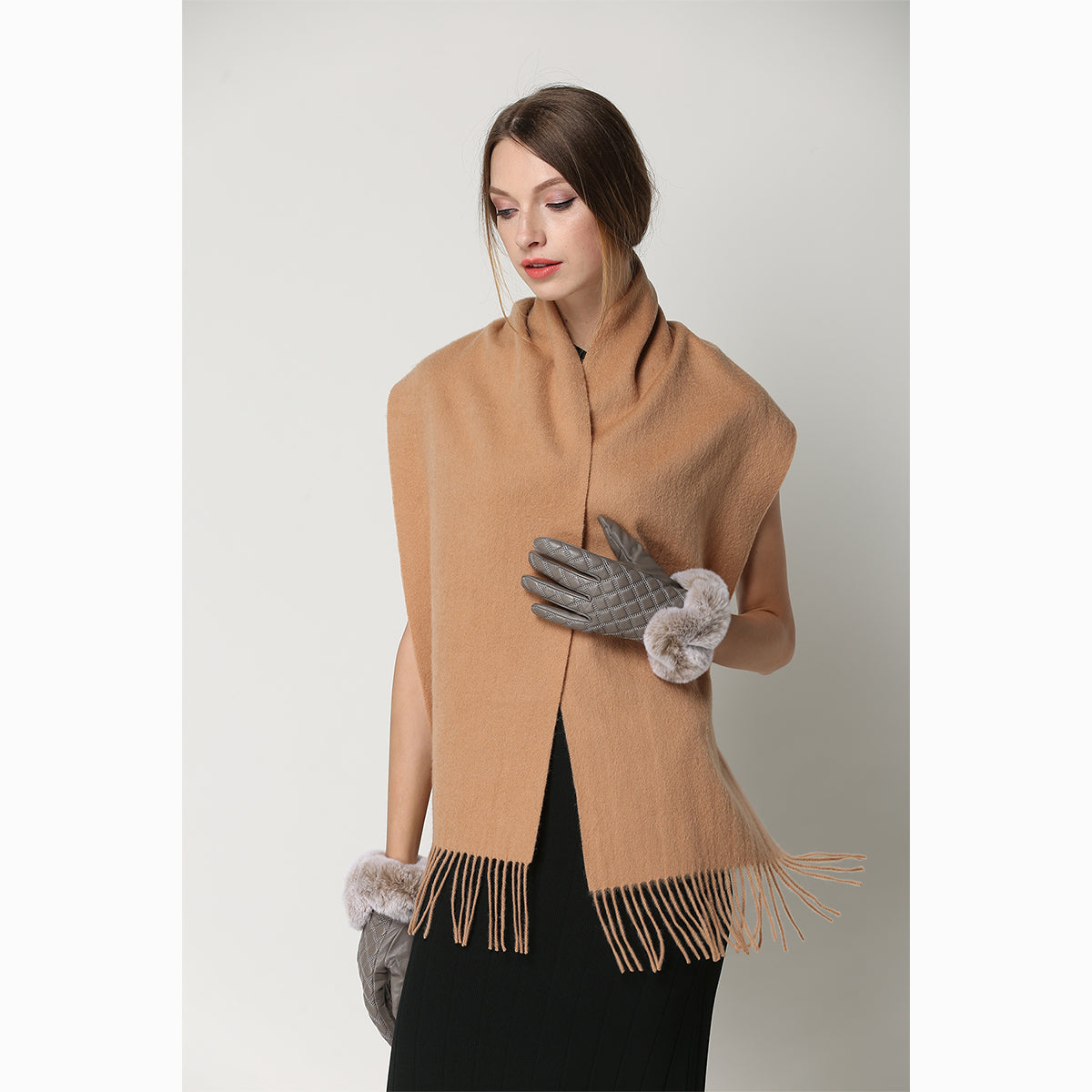 Ugg 100% Wool Scarf Beige-Scarves-PEROZ Accessories