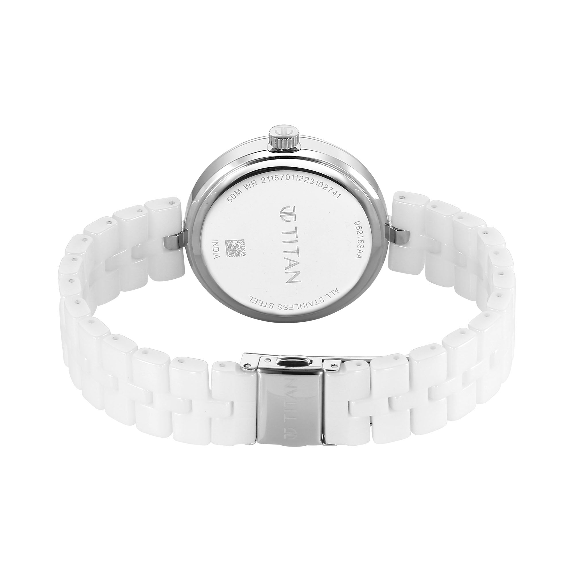 Titan Purple Ceramics Quartz Analogue Mother of Pearl Dial White Ceramic Strap Watch For Women-PEROZ Accessories