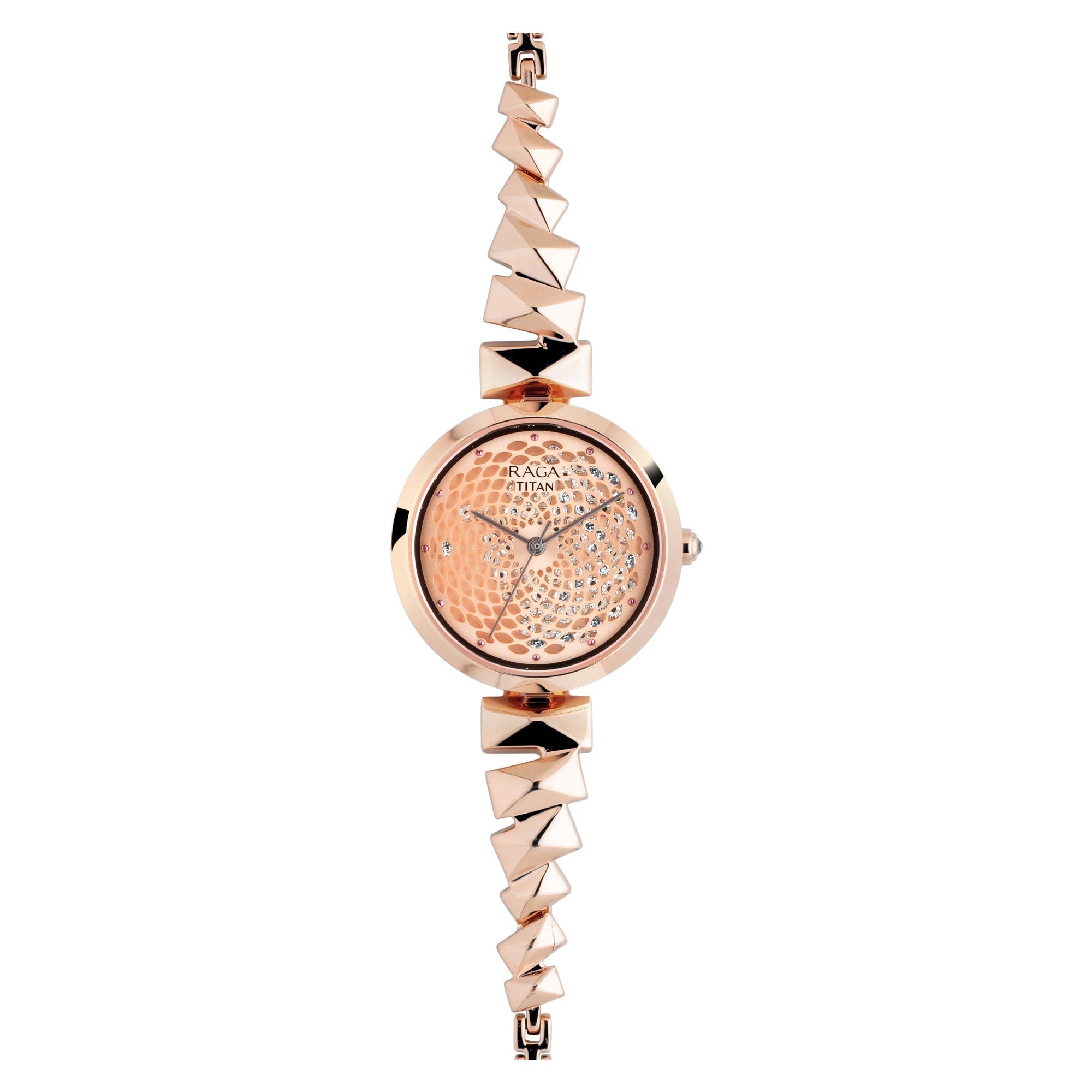 Titan Raga Facets Rose Gold Dial Women Watch With Stainless Steel Strap-PEROZ Accessories