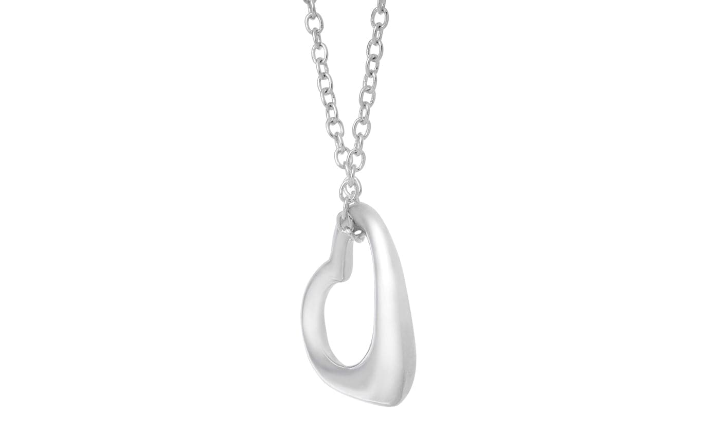 18? Open Heart Pendant Necklace in Rhodium-Plated Brass-Jewellery-PEROZ Accessories