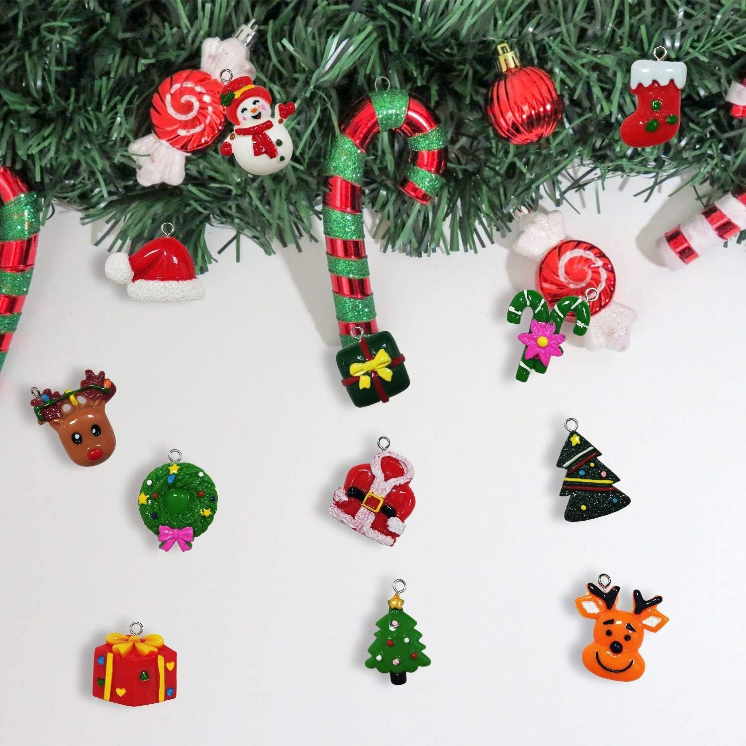 60pcs Mini Christmas Ornaments for Mini Tree Decorations Small Christmas Ornaments Resin Miniatures for Craft Christmas Decor-Occasions > Christmas > Christmas Decorations-PEROZ Accessories