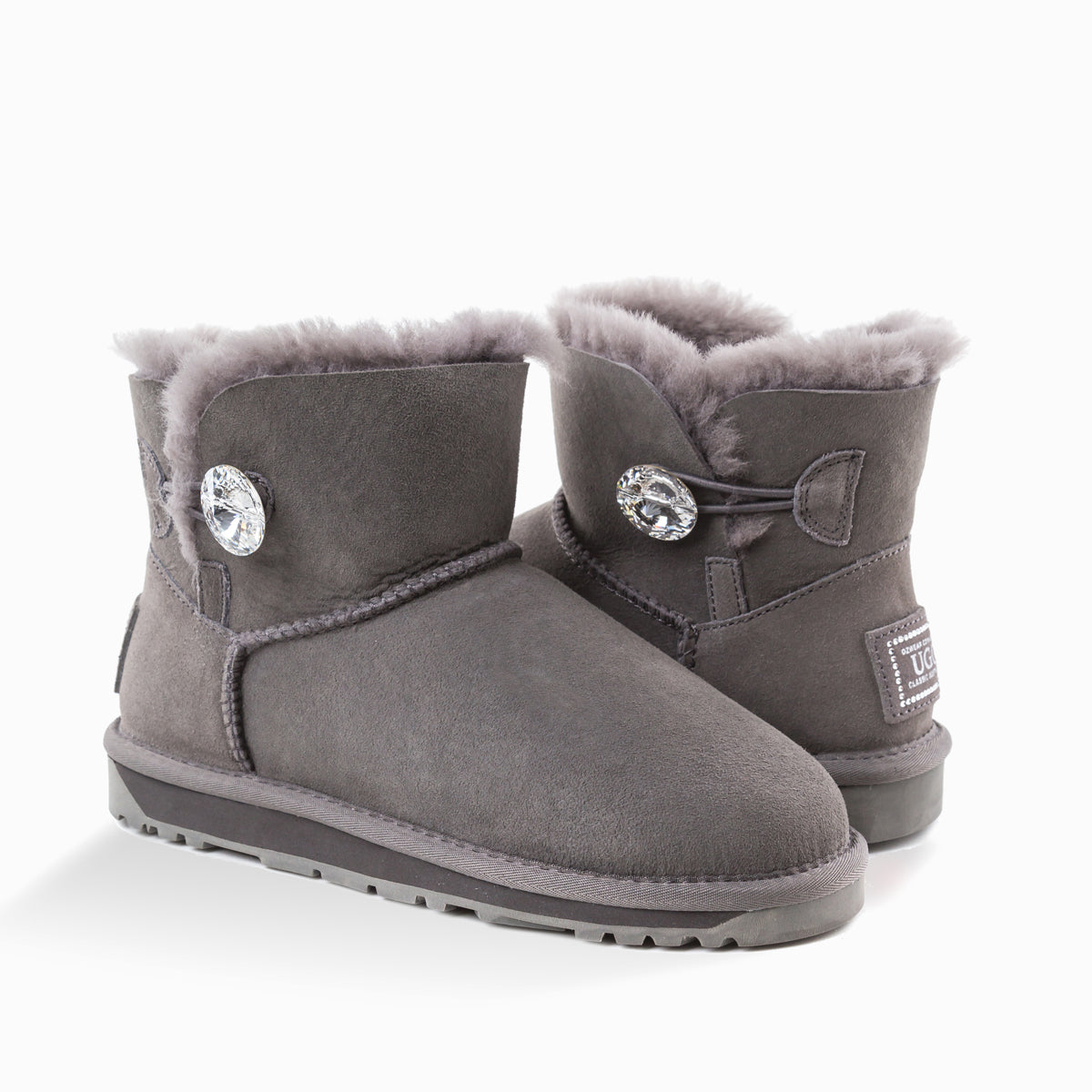 Ugg Classic Mini Button Whth Swarovski Boots (Water Resistant)-Boots-PEROZ Accessories