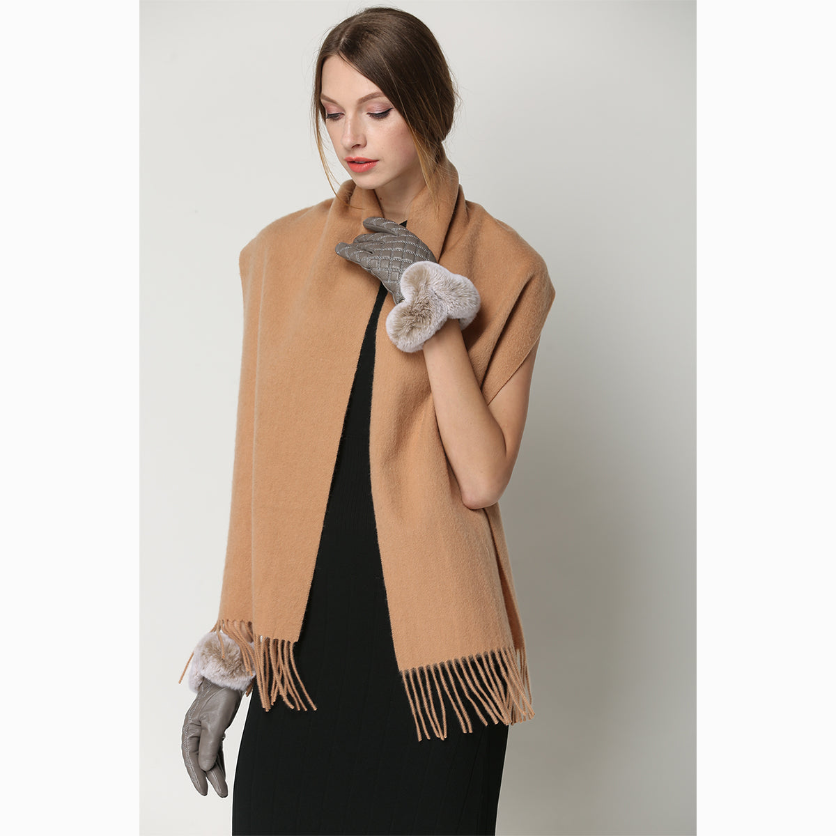 Ugg 100% Wool Scarf Beige-Scarves-PEROZ Accessories