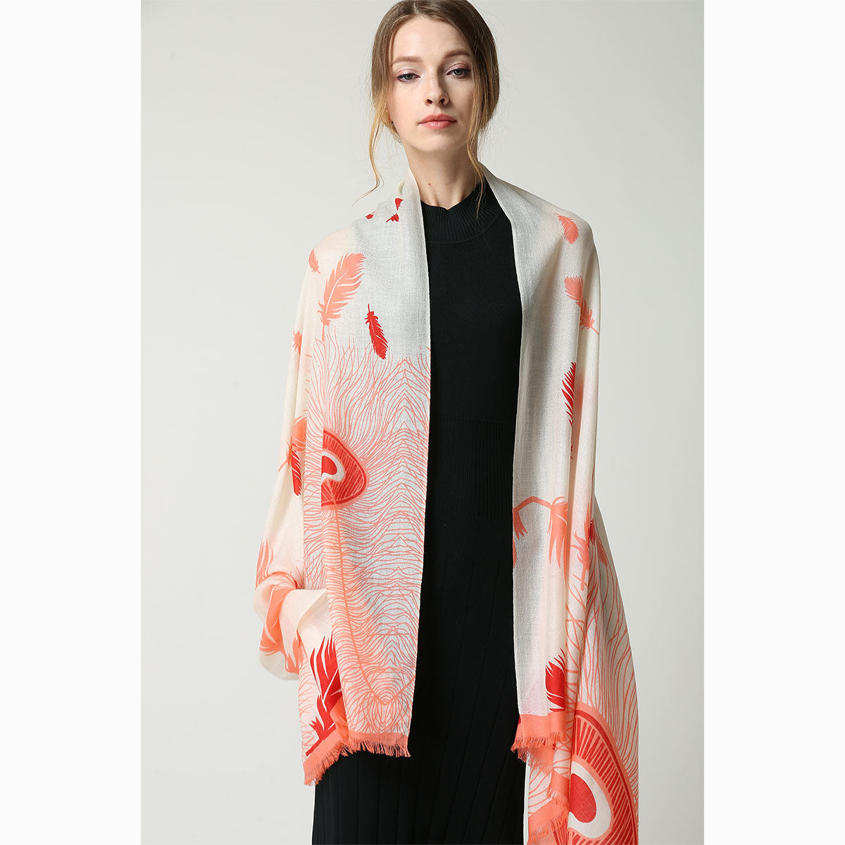 Ugg 100% Australian Merino Wool Scarf Cream and Coral-Scarves-PEROZ Accessories