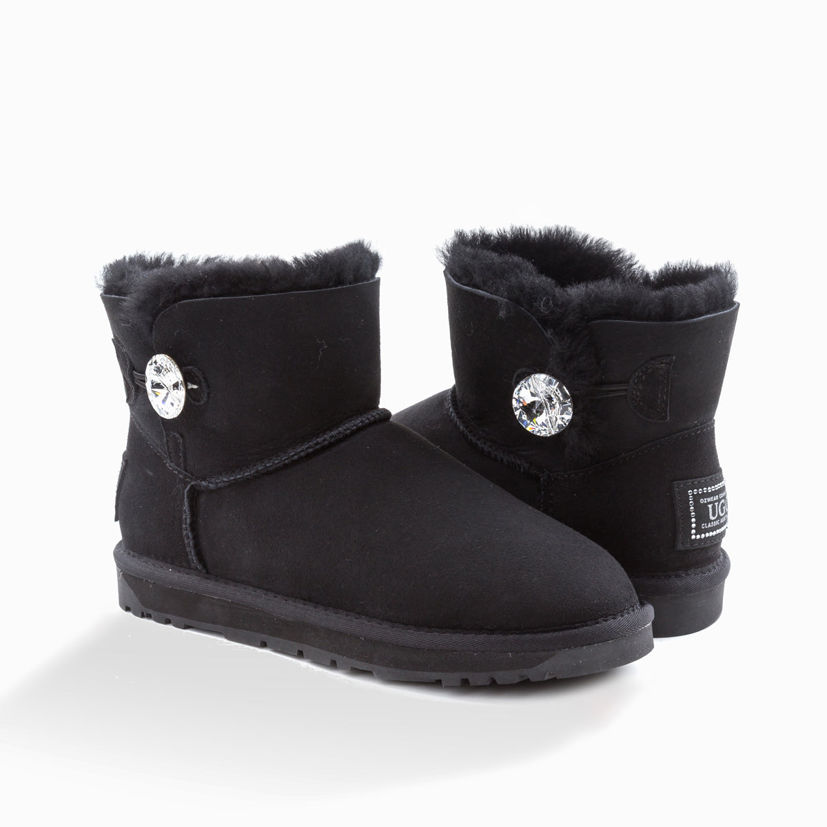 Ugg Classic Mini Button Whth Swarovski Boots (Water Resistant)-Boots-PEROZ Accessories