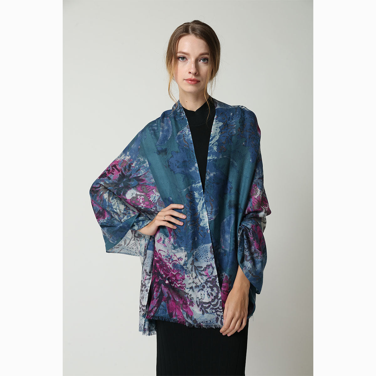 Ugg 100% Australian Merino Wool Scarf Peacock Blue-Scarves-PEROZ Accessories