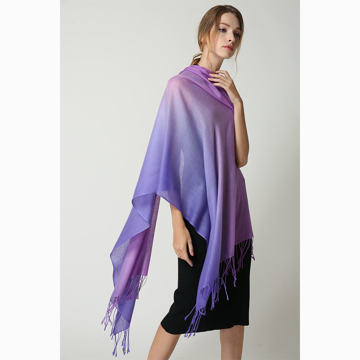 Ugg 100% Merino Wool Tie Dye Scarf Purple and Lavanda-Scarves-PEROZ Accessories