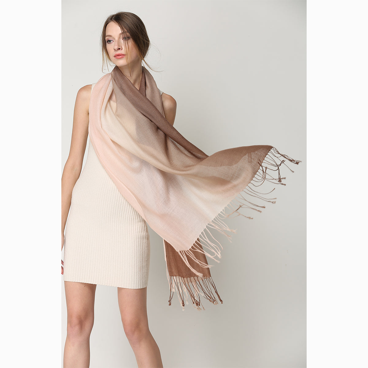 Ugg 100% Merino Wool Tie Dye Scarf Pink and Brown-Scarves-PEROZ Accessories