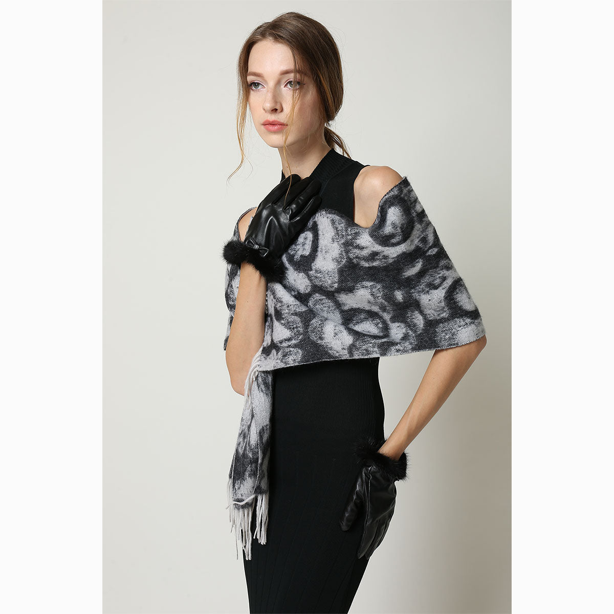 Ugg Cashmere & Wool Scarf Charcoal and Grey-Scarves-PEROZ Accessories