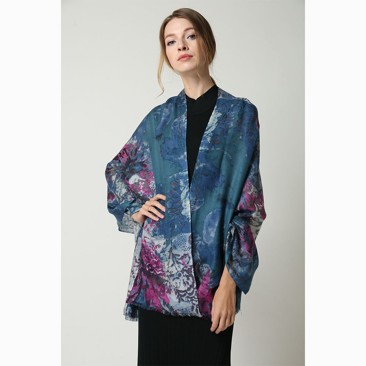 Ugg 100% Australian Merino Wool Scarf Peacock Blue-Scarves-PEROZ Accessories