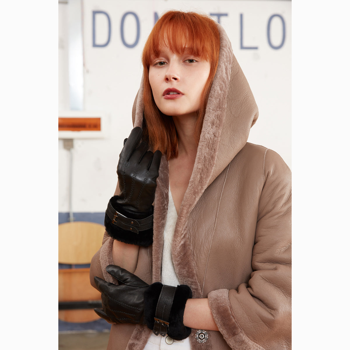 Ugg Lamb Skin Cuff Glove-Gloves-PEROZ Accessories
