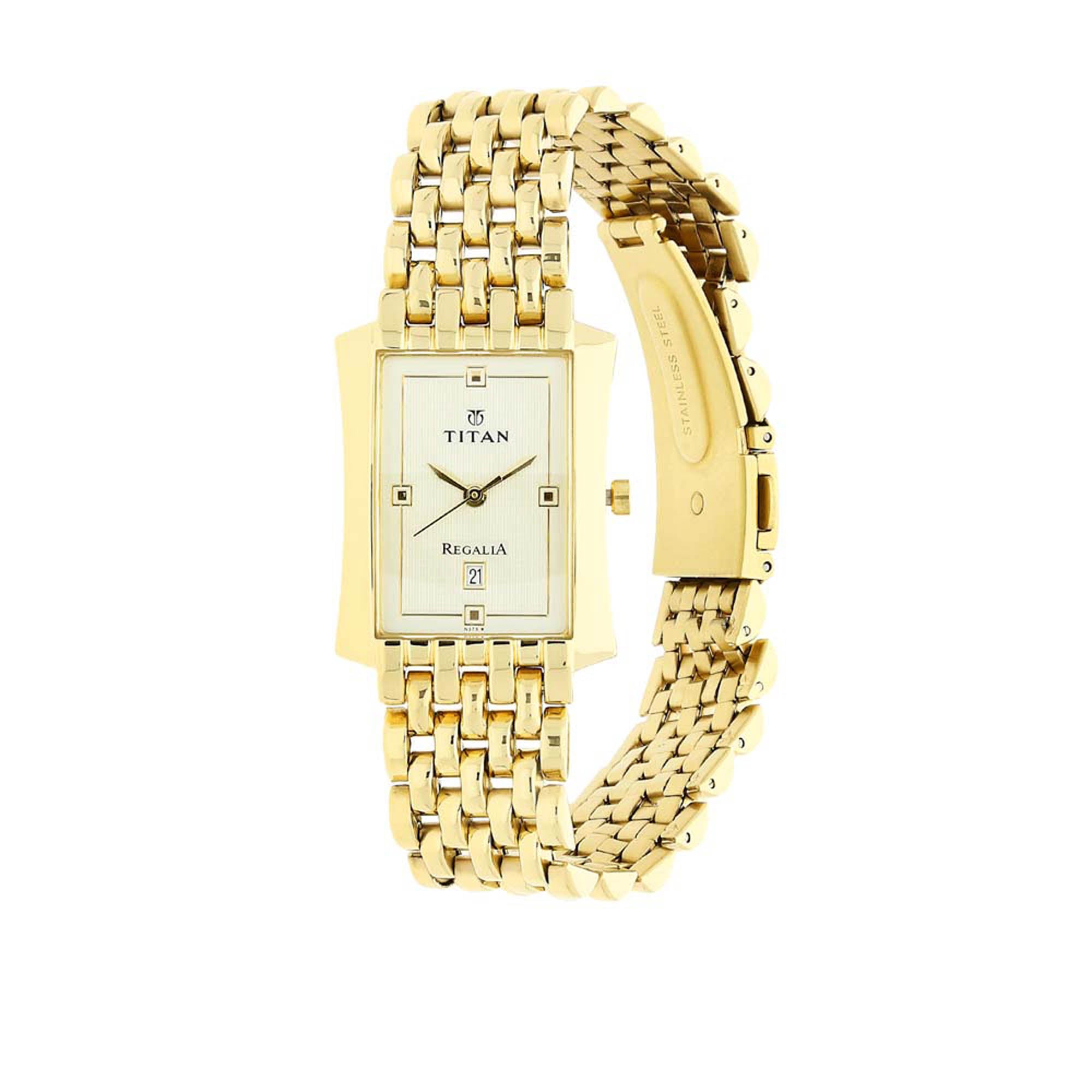 Titan Quartz Analogue with Date White Dial Stainless Steel Strap Watch for Men-PEROZ Accessories