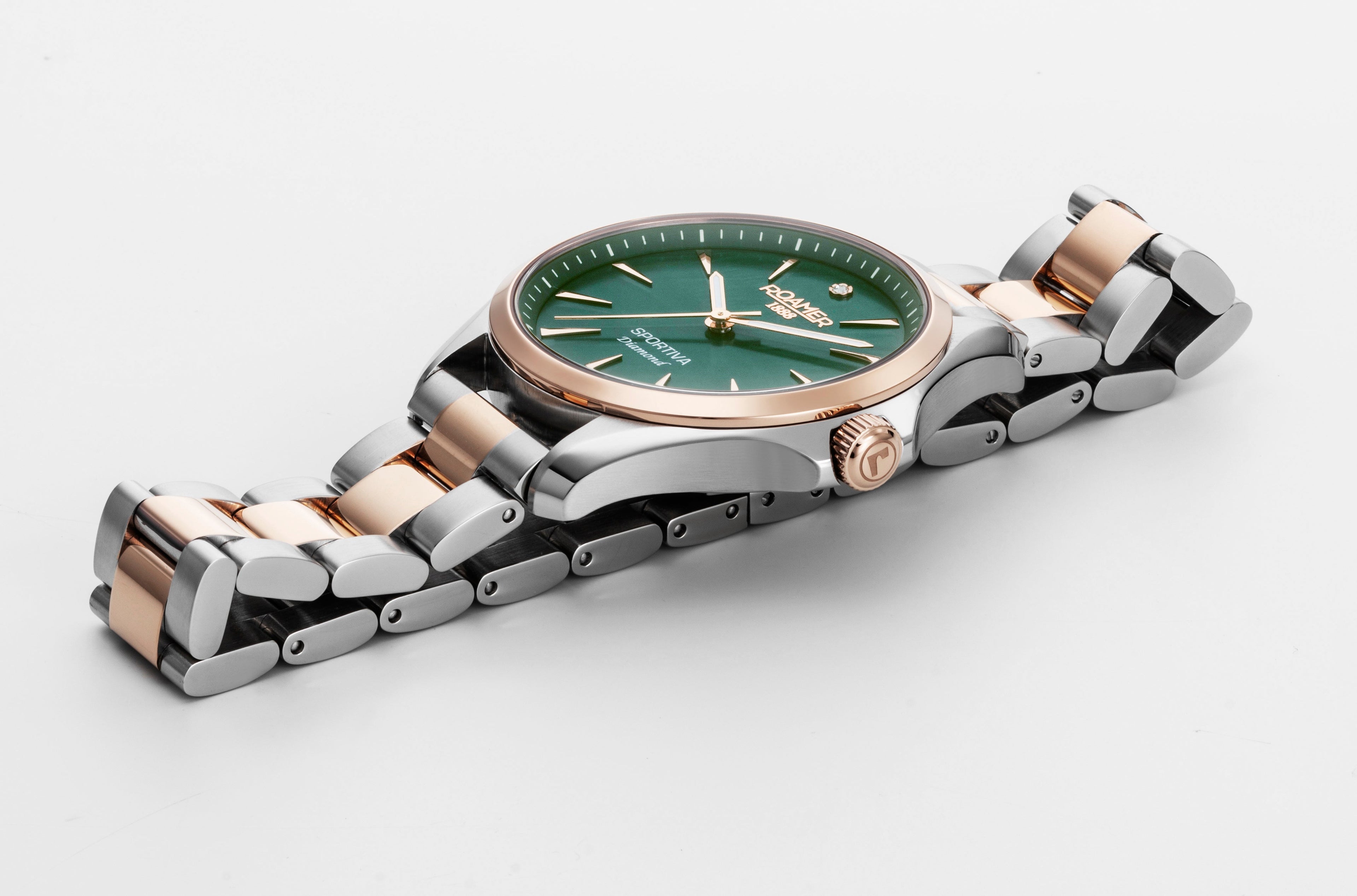 Roamer Swiss Made Sportivo Diamond Two Tone Green Watch-PEROZ Accessories