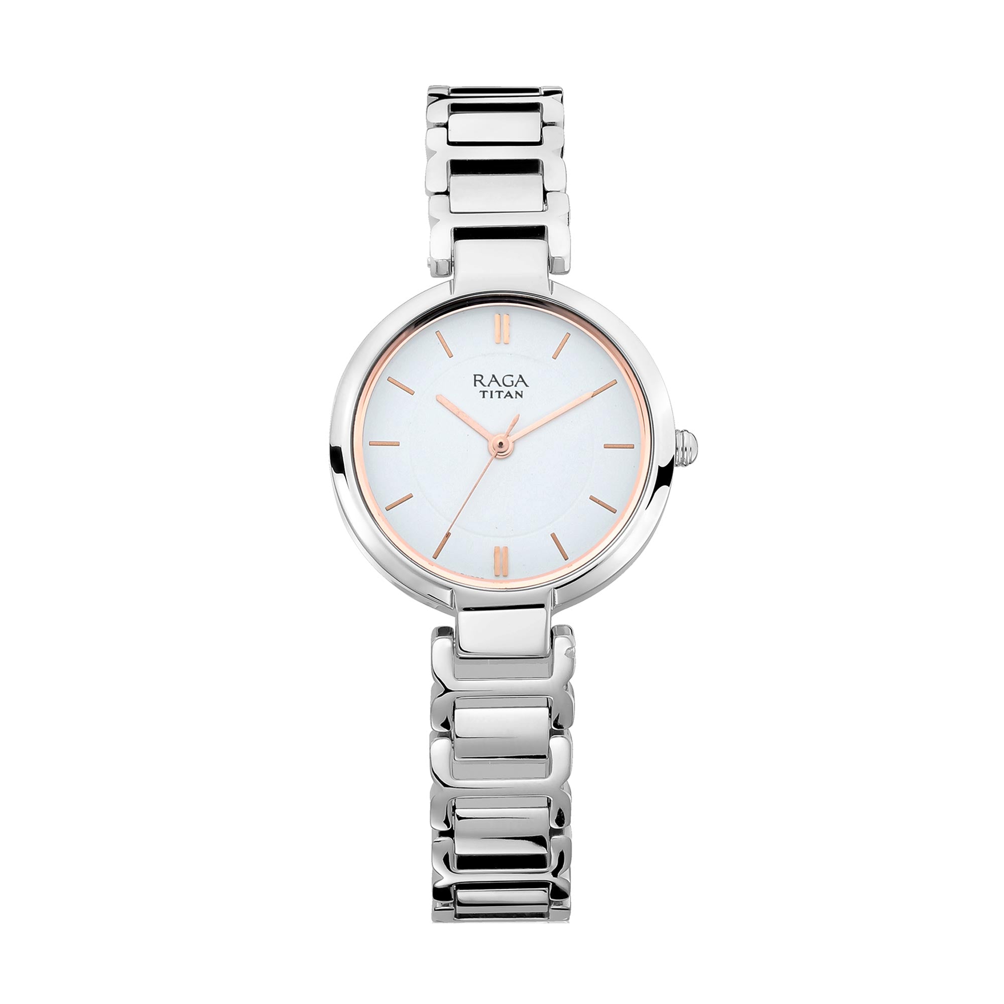 Titan Raga Viva White Dial Analog Metal Strap watch for Women-PEROZ Accessories