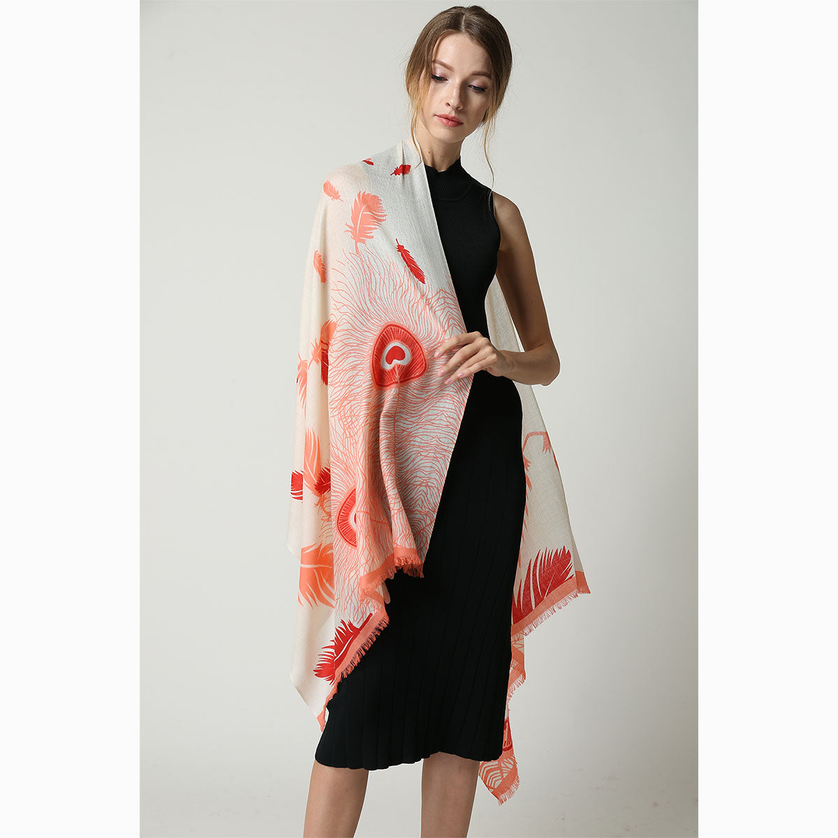 Ugg 100% Australian Merino Wool Scarf Cream and Coral-Scarves-PEROZ Accessories