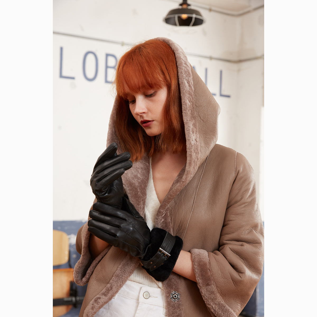 Ugg Lamb Skin Cuff Glove-Gloves-PEROZ Accessories