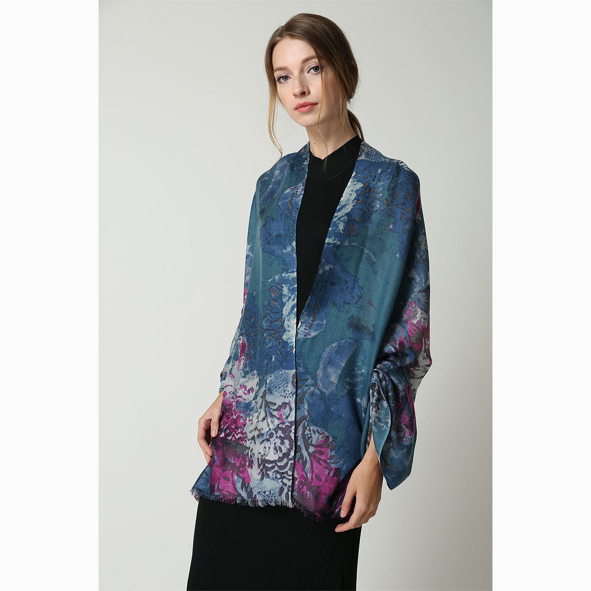 Ugg 100% Australian Merino Wool Scarf Peacock Blue-Scarves-PEROZ Accessories