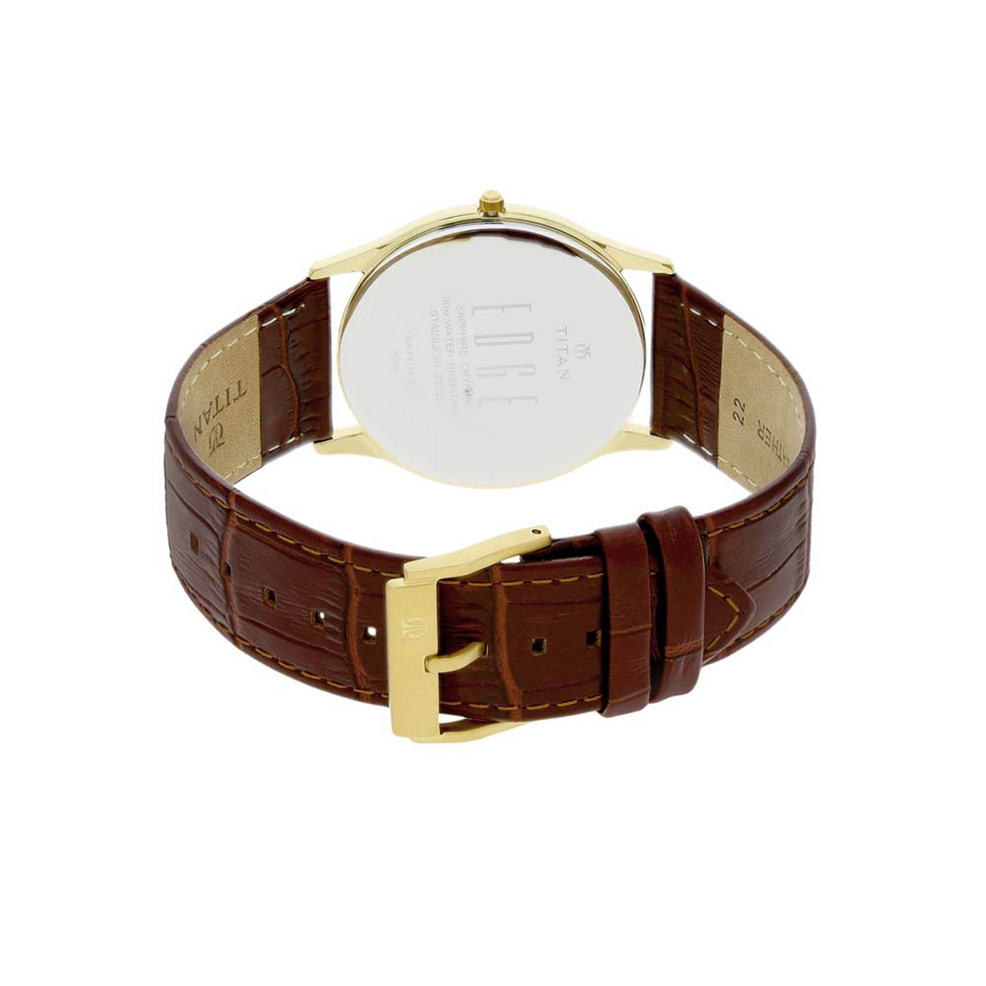 Titan Edge White Dial Analogue with Date Leather Strap Watch for Men-PEROZ Accessories