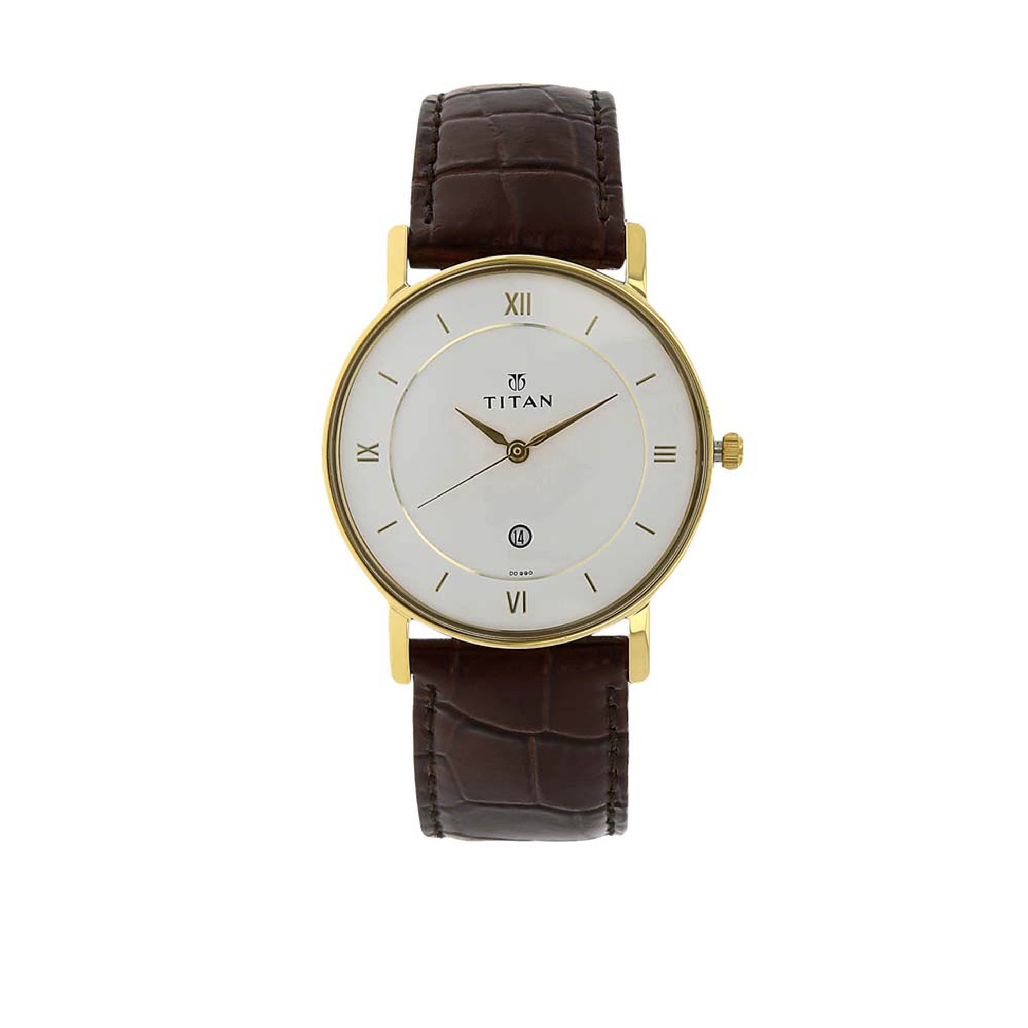 Titan Quartz Analogue with Date White Dial Leather Strap Watch for Men-PEROZ Accessories