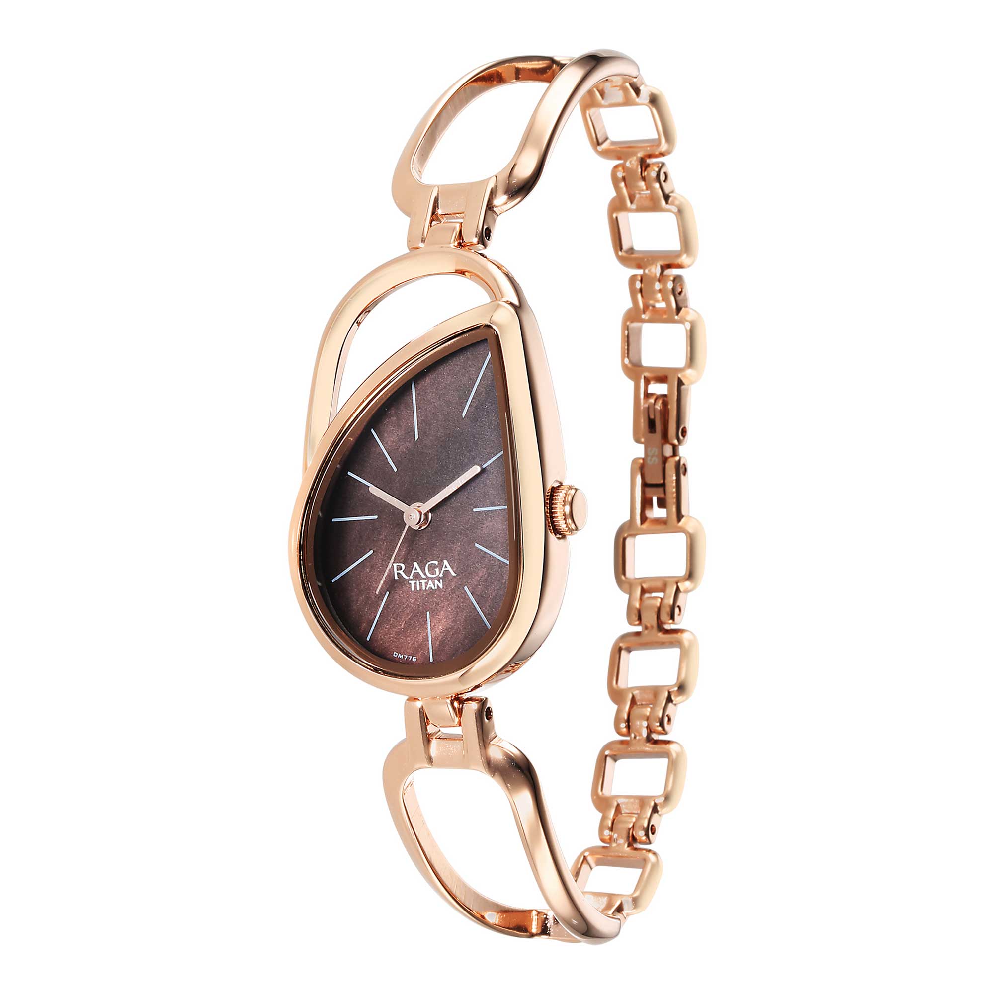 Titan Raga Chic Quartz Analogue Brown Dial Rose Gold Metal Strap Watch for Women-PEROZ Accessories