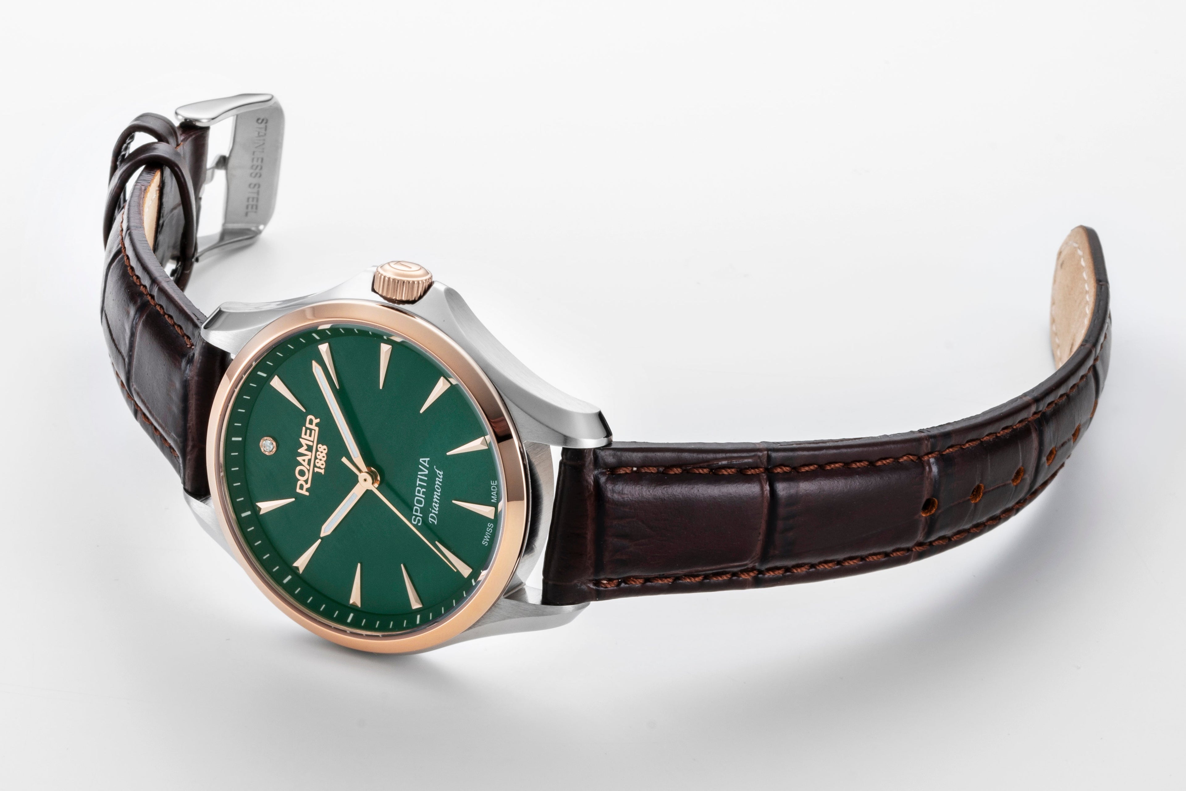 Roamer Swiss Made Sportivo Diamond Two Tone Green Watch-PEROZ Accessories