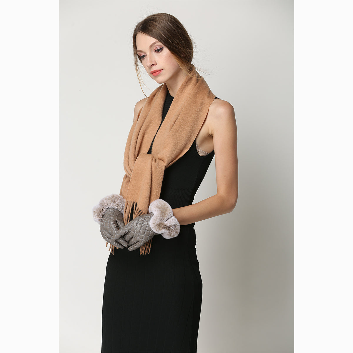Ugg 100% Wool Scarf Beige-Scarves-PEROZ Accessories