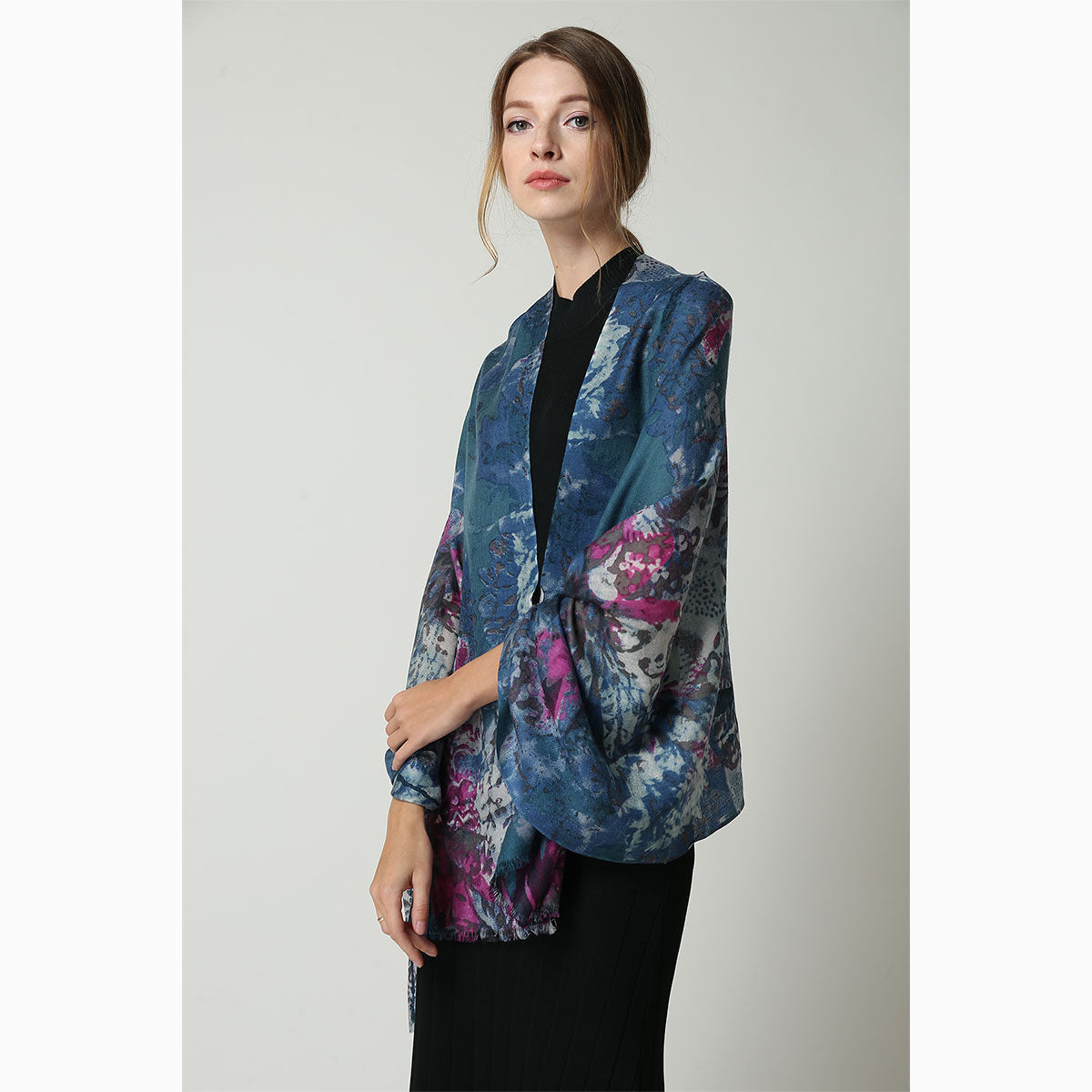 Ugg 100% Australian Merino Wool Scarf Peacock Blue-Scarves-PEROZ Accessories