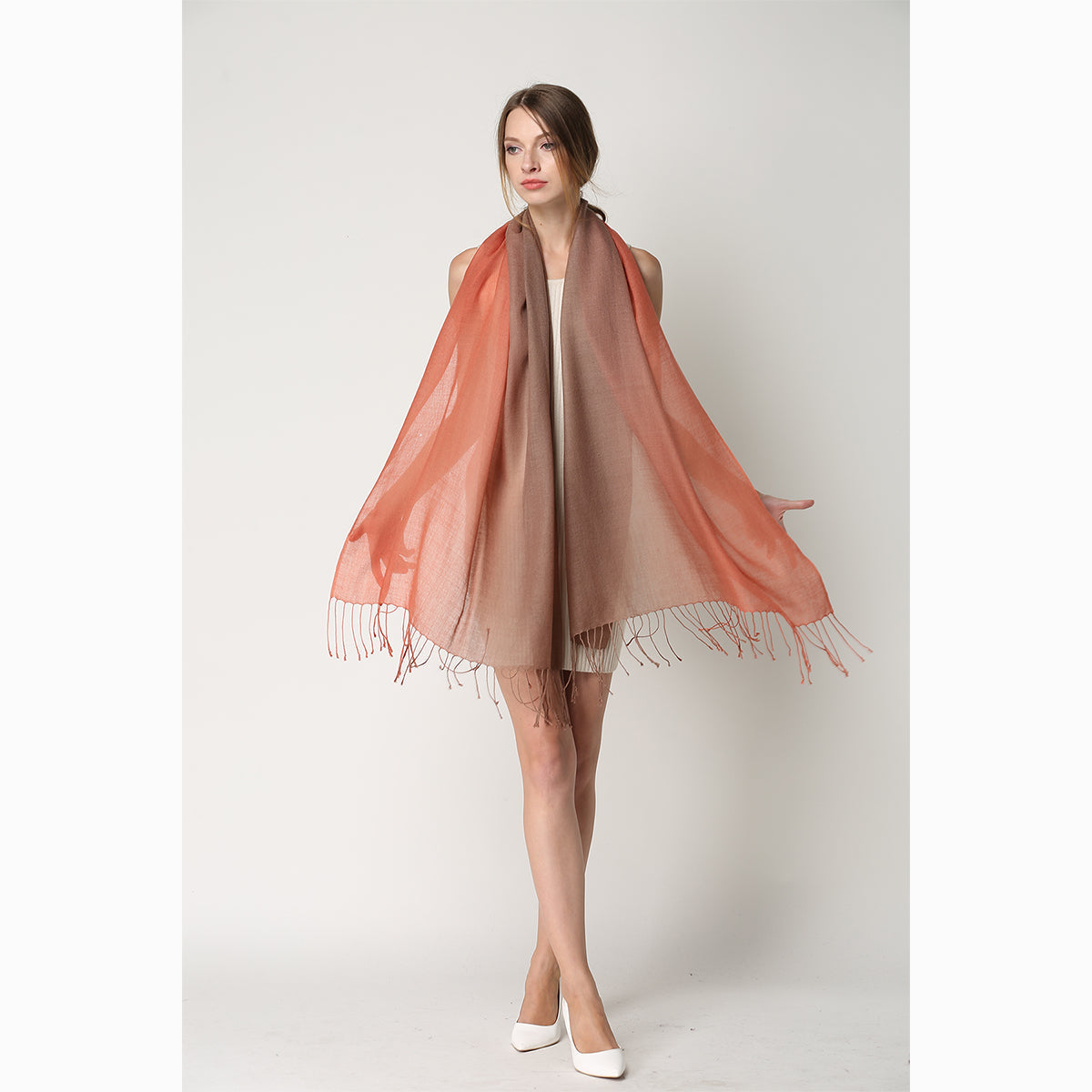 Ugg 100% Merino Wool Tie Dye Scarf Coral and Haze-Scarves-PEROZ Accessories