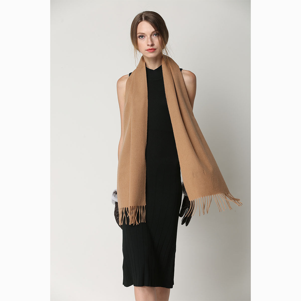 Ugg Cashmere & Wool Scarf Camel-Scarves-PEROZ Accessories