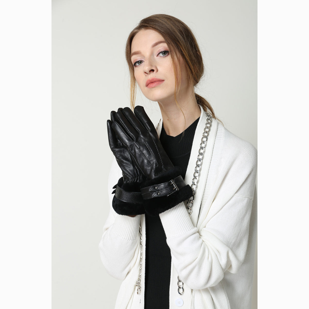 Ugg Lamb Skin Cuff Glove-Gloves-PEROZ Accessories