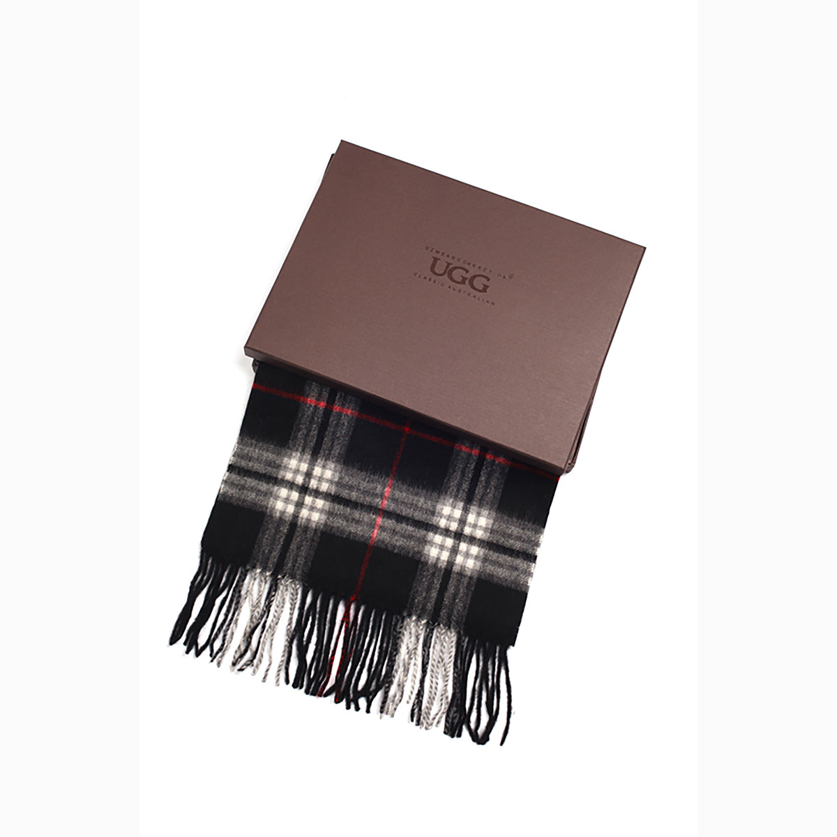 Ugg Cashmere & Wool Scarf Black (Check)-Scarves-PEROZ Accessories