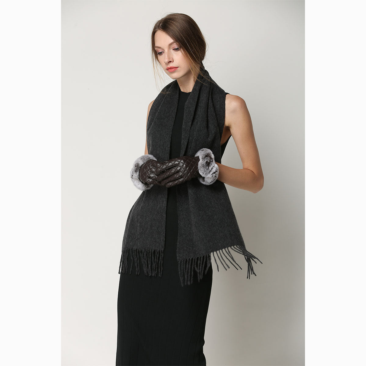 Ugg Cashmere & Wool Scarf Charcoal-Scarves-PEROZ Accessories
