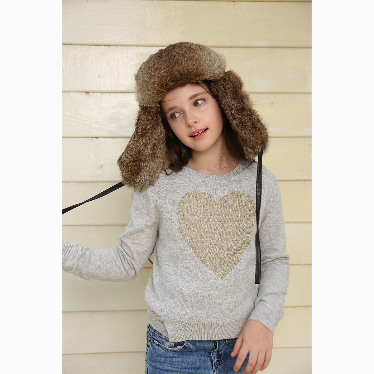 Ugg Kids Vintage Rodeo Leather Rabbit Fur Aviator Hat-Hats-PEROZ Accessories