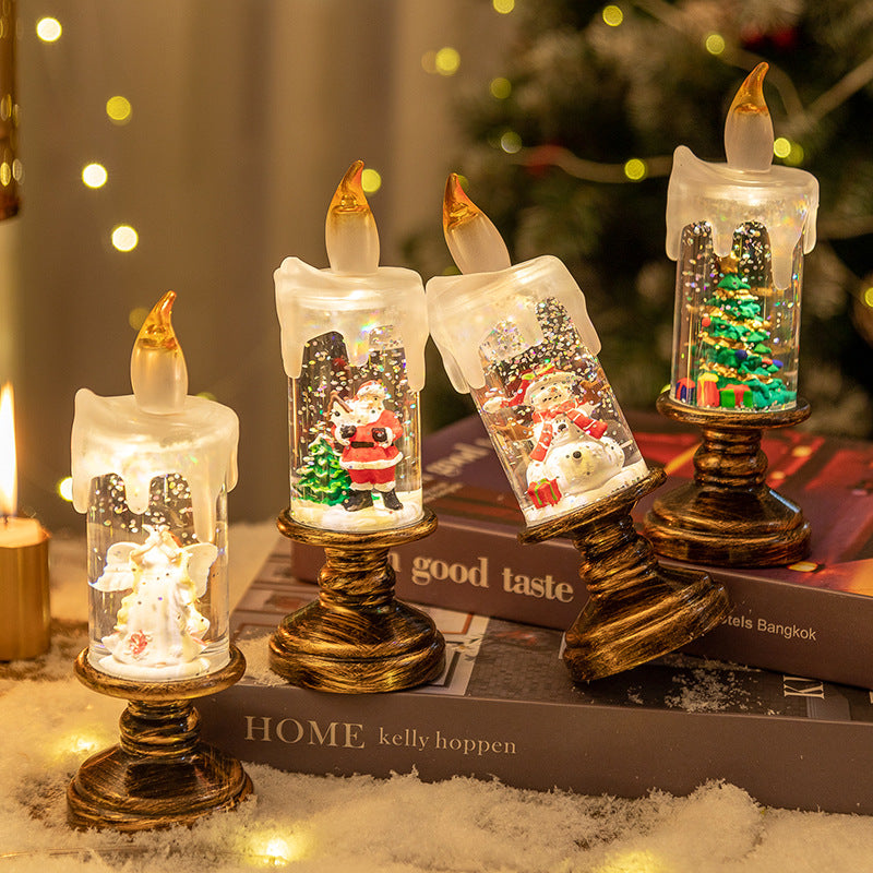 (A set of four) Festive Christmas Candle Lights with Snow Globe Decor - Perfect Creative Holiday Gift-Occasions > Christmas > Christmas Decorations-PEROZ Accessories
