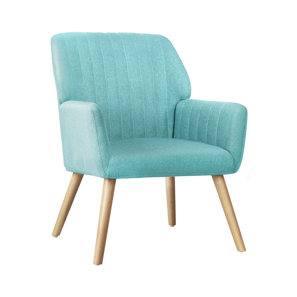 Oikiture Armchair Lounge Sofa Chair Fabric Accent Chairs Armchairs Couches Blue-Armchairs-PEROZ Accessories