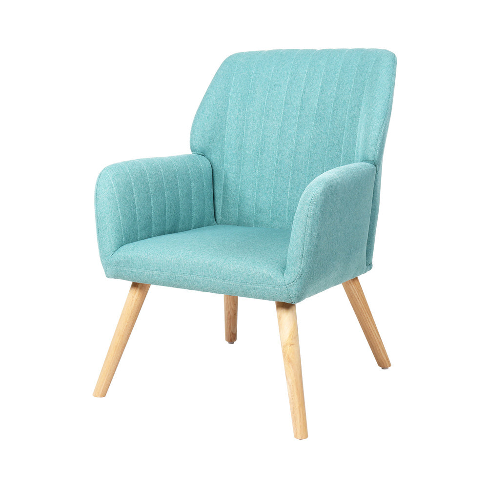 Oikiture Armchair Lounge Sofa Chair Fabric Accent Chairs Armchairs Couches Blue-Armchairs-PEROZ Accessories