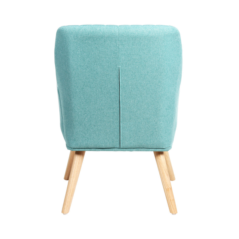 Oikiture Armchair Lounge Sofa Chair Fabric Accent Chairs Armchairs Couches Blue-Armchairs-PEROZ Accessories