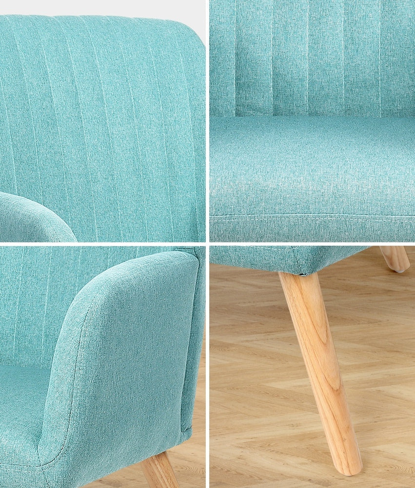Oikiture Armchair Lounge Sofa Chair Fabric Accent Chairs Armchairs Couches Blue-Armchairs-PEROZ Accessories