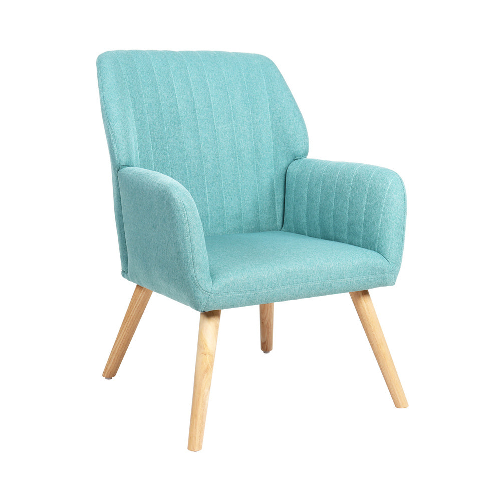 Oikiture 4x Armchair Lounge Sofa Chair Fabric Blue-Armchair-PEROZ Accessories