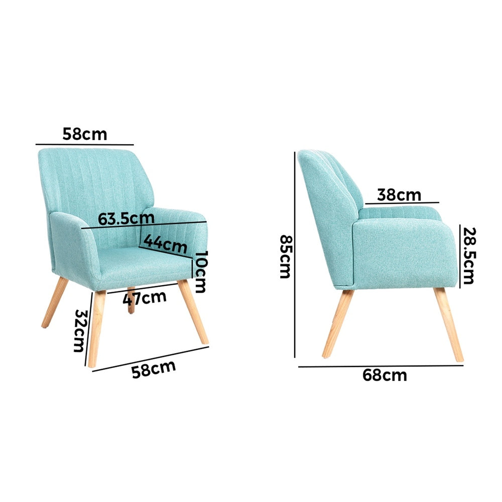 Oikiture 4x Armchair Lounge Sofa Chair Fabric Blue-Armchair-PEROZ Accessories