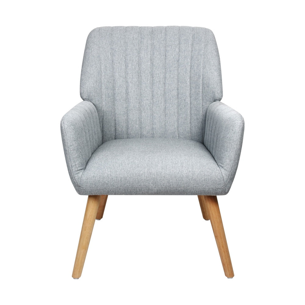 Oikiture Armchair Lounge Sofa Chair Fabric Accent Chairs Armchairs Couches Grey-Armchairs-PEROZ Accessories
