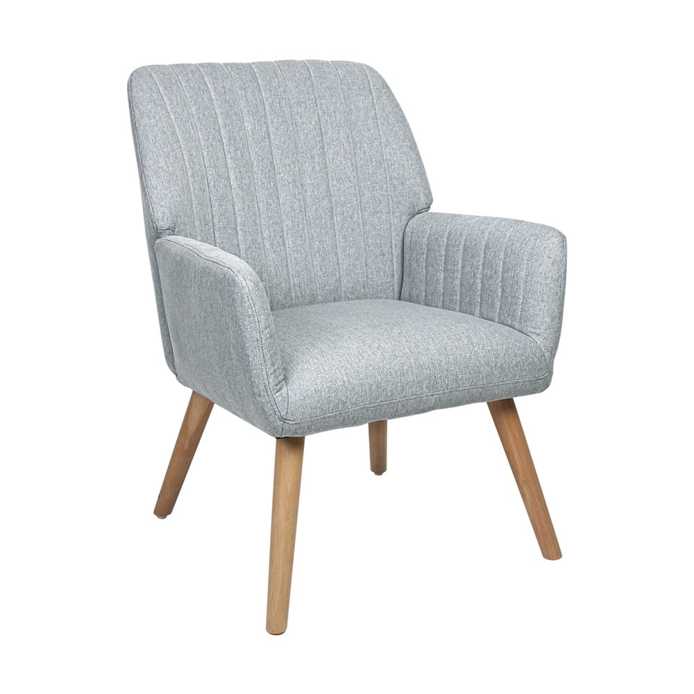 Oikiture Armchair Lounge Sofa Chair Fabric Accent Chairs Armchairs Couches Grey-Armchairs-PEROZ Accessories