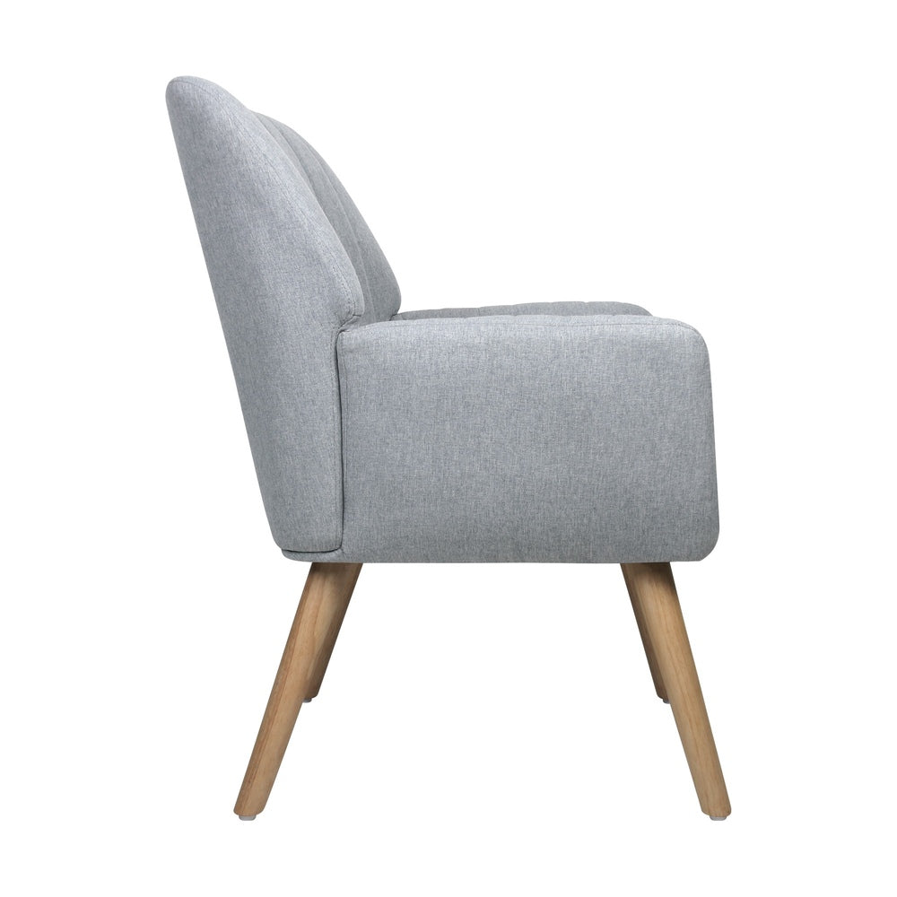 Oikiture Armchair Lounge Sofa Chair Fabric Accent Chairs Armchairs Couches Grey-Armchairs-PEROZ Accessories