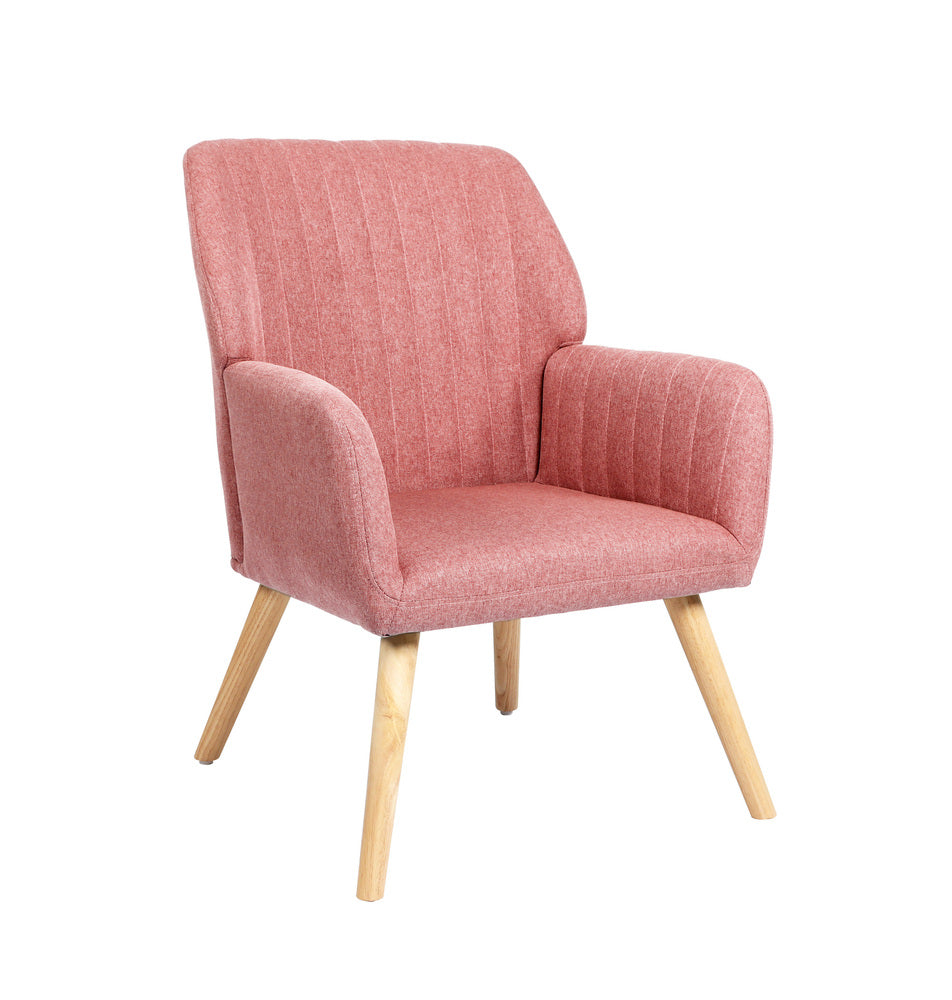 Oikiture Armchair Lounge Sofa Chair Fabric Couches Pink-Armchair-PEROZ Accessories