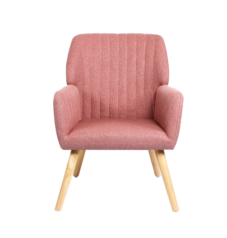 Oikiture Armchair Lounge Sofa Chair Fabric Couches Pink-Armchair-PEROZ Accessories