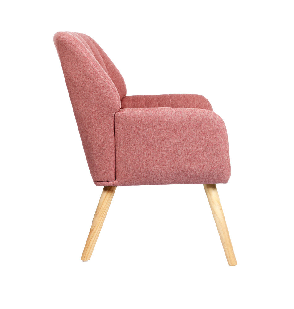 Oikiture Armchair Lounge Sofa Chair Fabric Couches Pink-Armchair-PEROZ Accessories