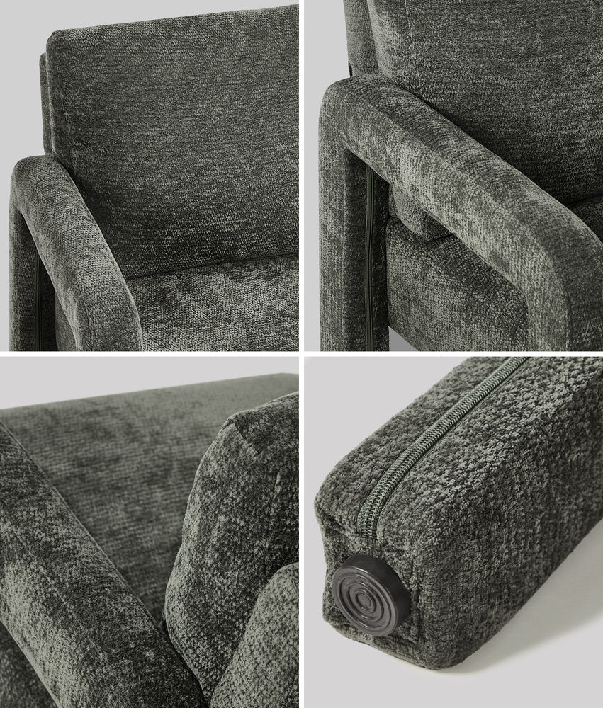 Oikiture Armchair Velvet Accent Chairs 1 Seater Lounge Sofa Chair Grey-Chest of Drawers-PEROZ Accessories