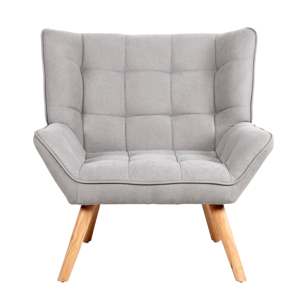 Oikiture 2x Armchair Sofa Lounge Fabric Upholstered Tub Grey-Armchair-PEROZ Accessories