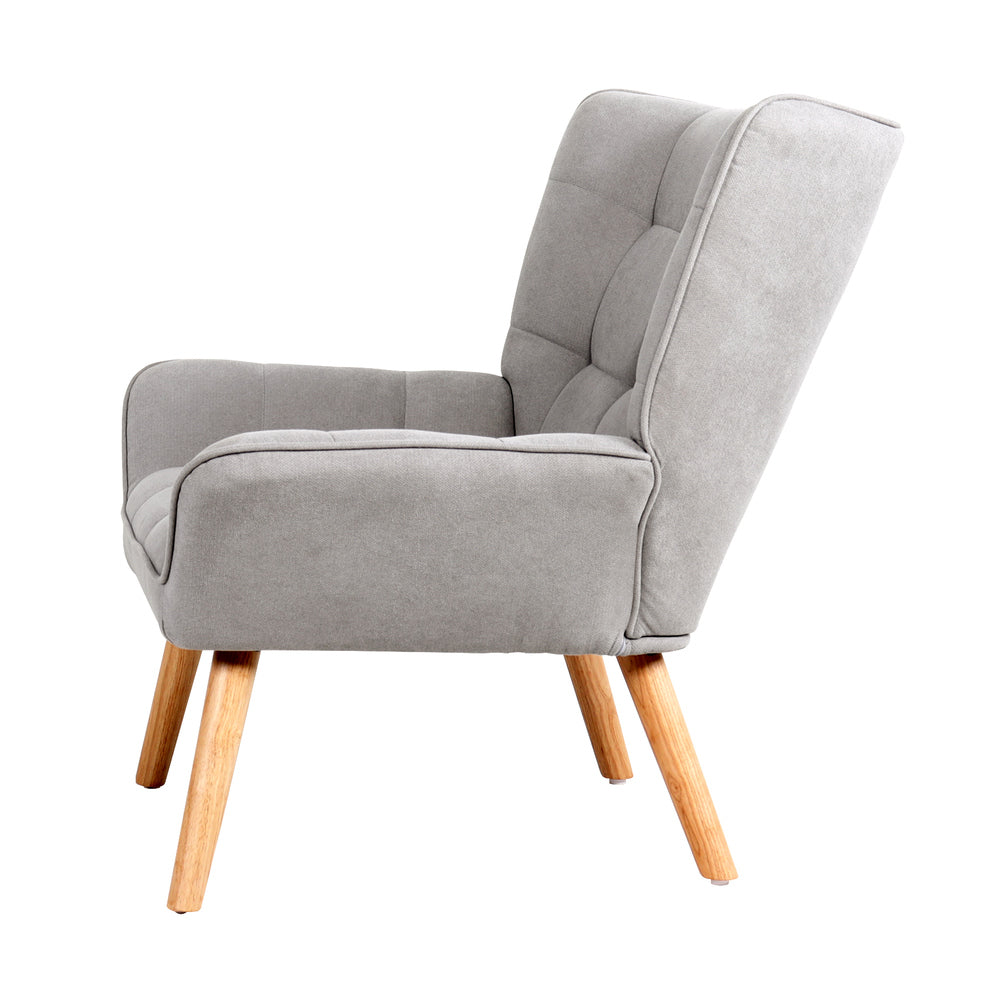Oikiture 2x Armchair Sofa Lounge Fabric Upholstered Tub Grey-Armchair-PEROZ Accessories
